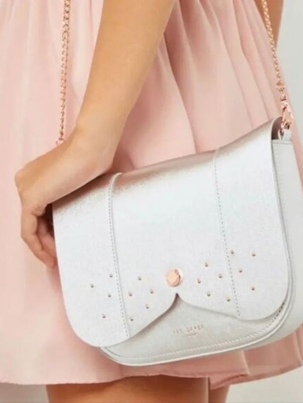 Ted Baker Pink & Gold LEATHER Crossbody Bag - Picture 7 of 7
